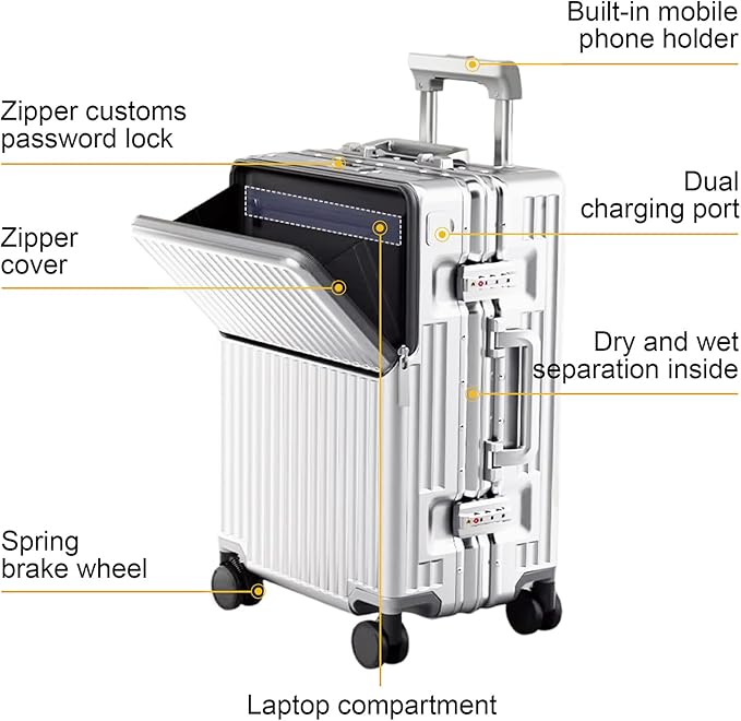 2-Piece Hardshell Zipperless Luggage Set, 20/26" Aluminum Frame Hardshell - Image 2