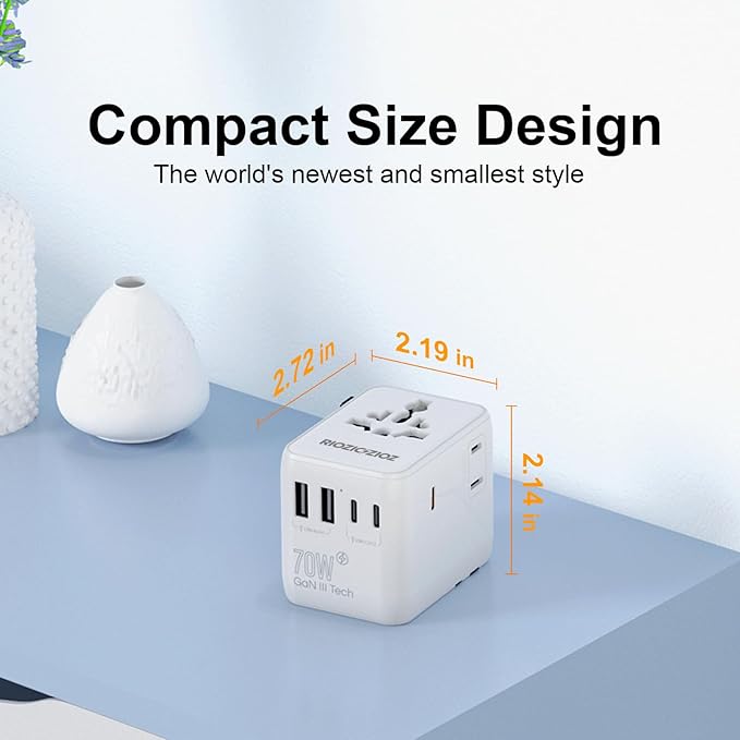 Universal Travel Adapter, RIOZIOZIOZ GaN III Worldwide Portable Adaptor - Image 6