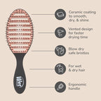 Wet Brush Ceramic Speed Dry Hair Brush, Black - Vented Design & Soft HeatFlex Bristles for Blow-Dry Safe Styling - Ergonomic Handle for Pain-Free Detangling - Hair Accessories for All Hair Types