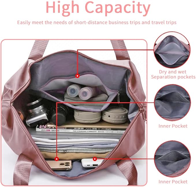 Large Capacity Foldable Travel Bag Expandable Portable Carry on Bag Dry&Wet - Image 4