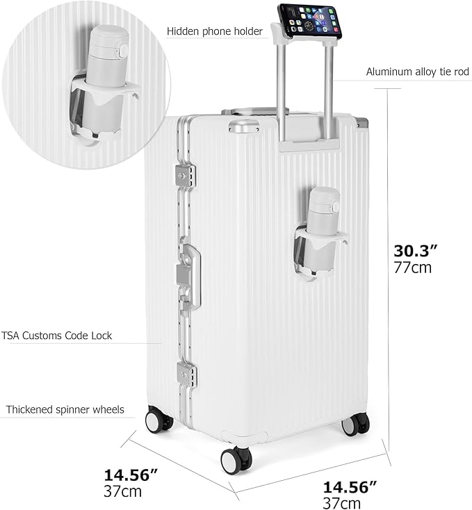 feilario 30in Super Large Captain Aluminum Frame Hardside Spinner Wheels Luggage - Image 6