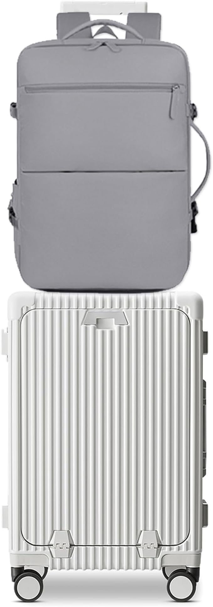 feilario 2 Piece Set 20in Aluminium Frame PC Hard Shell Spinner Wheels Luggage by feilario