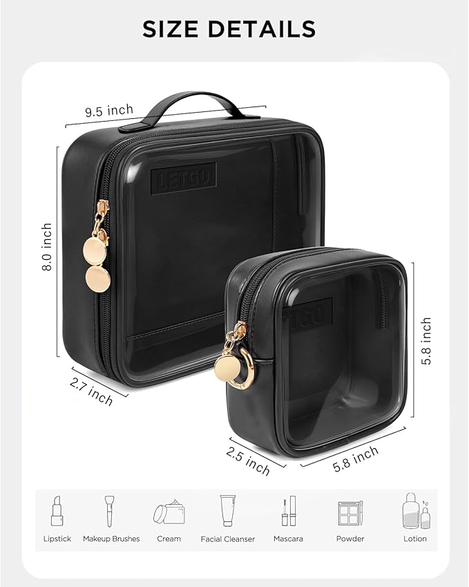 2pcs Clear Toiletry Bag TSA Approved Travel Bag, Carry On - Image 2