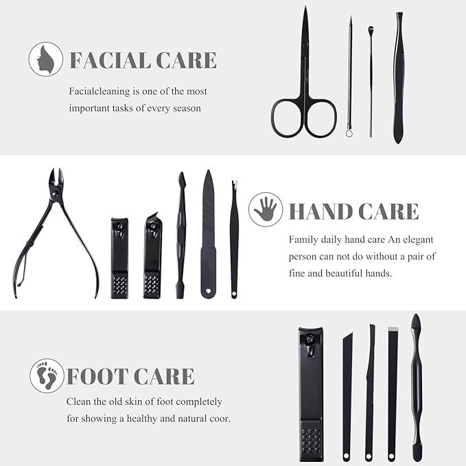 Manicure Pedicure Kit Nail Clippers Set Fingernails & Toenails Vibrissac - Image 2