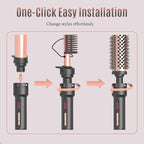 4-in-1 Curling Iron Set for Long Hair, Fast Heating Ceramic Ionic Hair Curler, Flat Iron & Hot Brush Combo, Frizz-Free Styling Tool with Dual Voltage for Home & Travel
