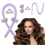 GADZHI Heatless Curling Headband Hair Roller Set for Long Hair No Heat Silk Hair Wrap Curler Ribbon for Overnight Sleep Hair Roller with Hair Claw Clip DIY Hair Styling Tools (2 set - purple+blue)