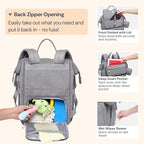 BabbleRoo Diaper Bag Backpack, Unisex Stylish Travel Back Pack Nappy Changing - Image 5