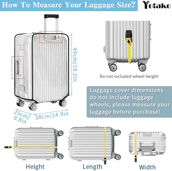Yotako Clear PVC Suitcase Cover Protectors 20 Inch Luggage Cover - Image 5