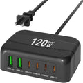 USB C Charger, BURUDU 120W 6 Port USB C Charging Station, Portable PD Fast USB by BURUDU