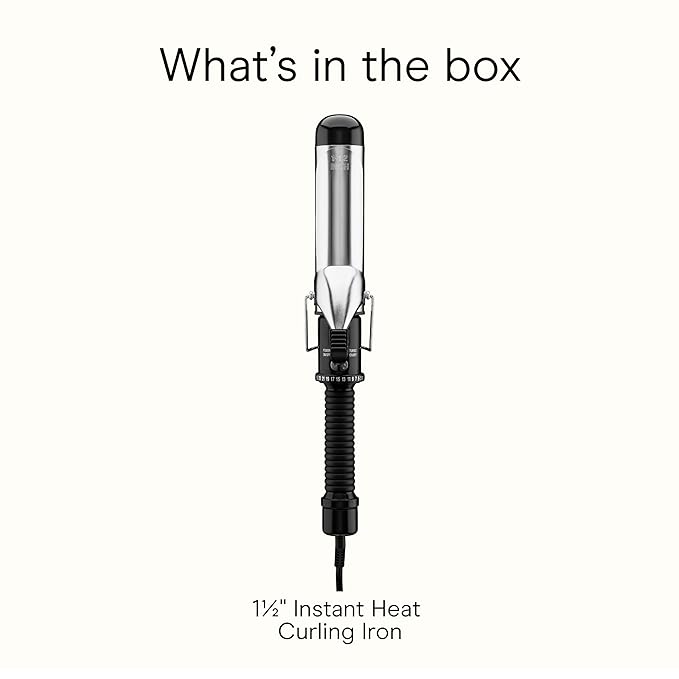 Conair Instant Heat 1½ Inch Curling Iron, 1½-Inch Barrel Hair Curler Produces Soft Waves and Loose Curls, 25 Heat Settings, Dual Voltage, For Use on Medium and Long Hair, Black