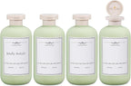 ASEVAT 10oz 4Pcs Green Plastic Refillable Travel Shampoo and Conditioner by ASEVAT