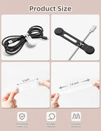 Kanemc 8-Pack Magnetic Cable Ties, Magnet Cord Wraps Reusable Silicone Cable - Image 5