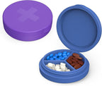 2 Pack Small Pill Box, 3 Compartment Round Silicone Travel Pill Box by Unknown