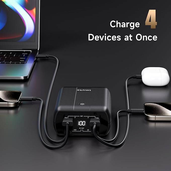 imuto 100w Power Bank, 20000mAh 4-Output Laptop Portable Charger, Fast Charging - Image 5