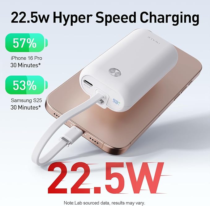 iWALK Mini Portable Charger 10, 22.5W USB-C Fast Charging Power Bank - Image 4