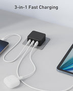 Nekmit 67W Flat USB C Charger Block, 3-Port GaN Fast Wall Charger, USB C Wall - Image 4