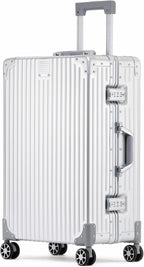 Metal All Aluminum Carry-on Luggage TSA Customs Lock Zipperless Silent Rotary by XZSP+AISU
