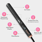 Hahahope Hair Straightener and Curler 2-in-1, 360° Airflow Styler Curling Iron, 1.25 Inch Curling Wand, 20 Million Negative Ion Hair Care, 5 Temps & Auto Off, Dual Voltage (Black)
