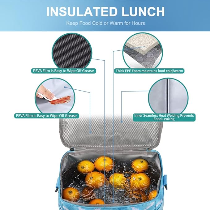 iknoe Large Foldable Cooler Bag, 8.5L Insulated Lunch Bag, Leakproof Lunch - Image 6