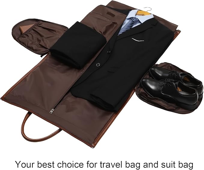 Leather Garment Bag for Travel, Modoker Carry On Suit Carrier Travel Bag - Image 6
