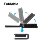 2 Pcs Travel Folding Boar Bristles Hair Brush, Collapsable Pocket Anti-Static Range Mini Beard and Hair Styling Tool for Women and Men (Black)