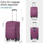 Hanke 20 Inch Expandable Carry On Luggage 22x14x9 Airline Approved Softside - Image 2