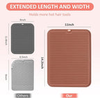 Quccefods Heat Resistant Mat Large Silicone Hot Hair Tools Mat for Curling Irons Flat Iron Hair Straightener Vanity Mat Portable Hair Styling Tools Hot Pad Vanity Organizers
