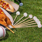 100 Pieces Baseball Decorative Sports Ball End Cocktail Skewers 4.7 Inch Bamboo Cocktail Picks Wooden Decorative Fruit Toothpicks for Appetizers Bar Drinks Fruit Sandwich Buffets Party Supplies (Baseball)