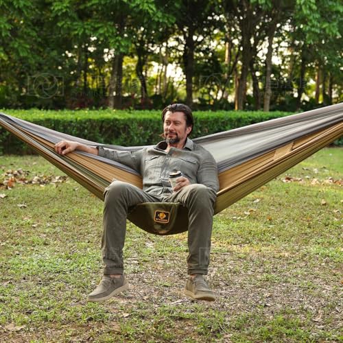 Camping Hammock with Mosquito Net (Green&khaki / X-Large)