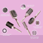 Fast Dry Round Brush with Ceramic Ion Thermal Barrel and Nylon Bristles,Argan oil Round Hair Brush for Blow Drying,Styling,Curling,Straightening, for All Hair Types-53mm