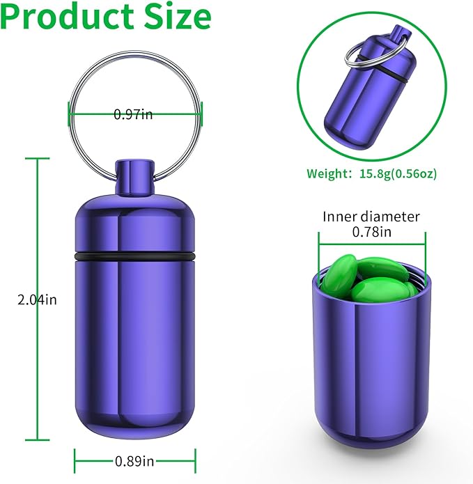 3 Pack Small Pill Box, Airtight Aluminum Alloy Pill Organizer Travel Pill Case - Image 2