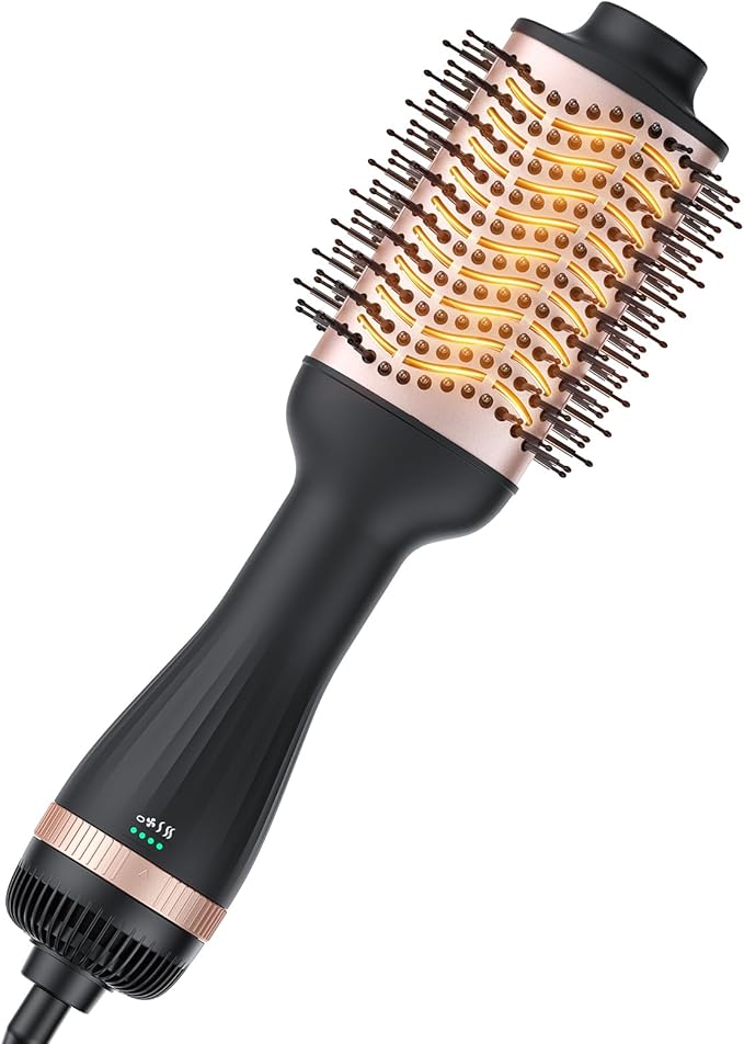Hot Air Brush Blow Dryer in One, 4-in-1 Ionic Hair Dryer and Styler Volumizer with 3.2" Oval Barrel, 33000RPM High-Speed Motor, Hot Air Straightener Brush, All Hair Types KNS-M8