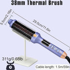 Infrared Thermal Brush, 38mm 3 in 1 Heated Round Curling Brush, Negative Ionic Lightweight Heated Hot Brush, Dual Voltage US Plug, Hair Straightener Curler Comb for Volumizing Curls and Smooth Hair
