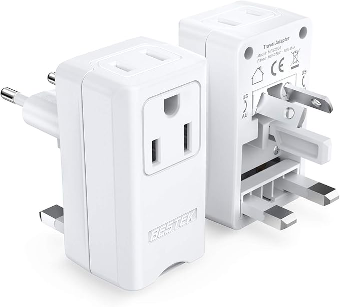BESTEK Worldwide Travel Plug Adapter, Dual 100-250V Input Plug Adapter by BESTEK