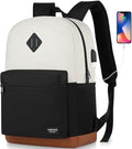 School Backpack, Bookbag Teen Boys and Girls Black Beige by YAMTIONBAGS