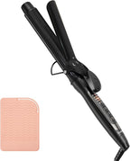 1.25 Inch Curling Iron, 5 Temperature Settings, Professional Spring Hair Iron for All Hair Types, Max 430℉ with Heat Resistant Mat (1 1/4 Inch Black)