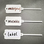 100pcs Reusable Blank Plastic Tags Ties Key Tags 1.45"*2.48" Serrated Tension Sealing Strap with Large Label Plastic Tie Mark Label Waterproof Hang Sign Write on Tag (White)