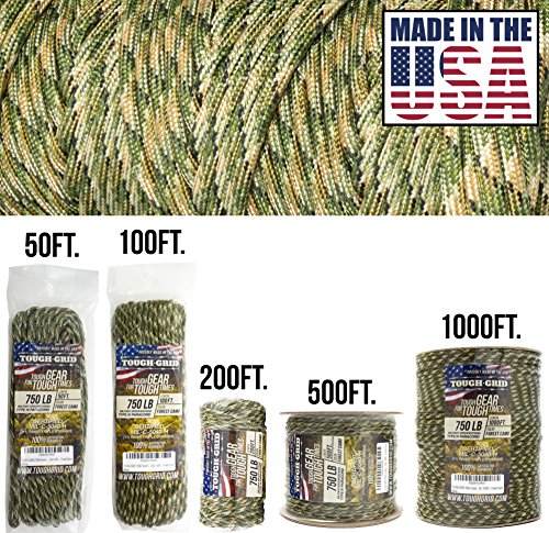 750 Paracord 100% Nylon (Forest Camo / 50 Ft.)