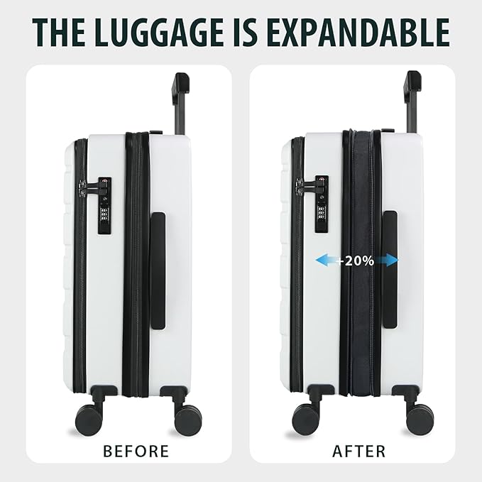 KROSER Carry On Luggage with Spinner Wheels & Built-in TSA Lock, Expandable Top - Image 5