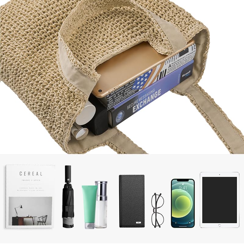 Straw Beach Tote Bag (Brown)
