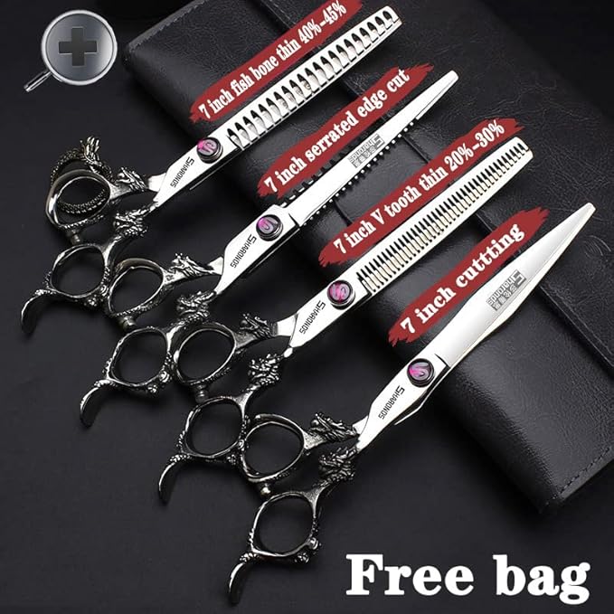 Hair Scissors 6/7/8/9-inch 440C High Hardness For Hairdressers Haircuts Cuttinging Scissors Professional Haircut (7 inch-4pc)