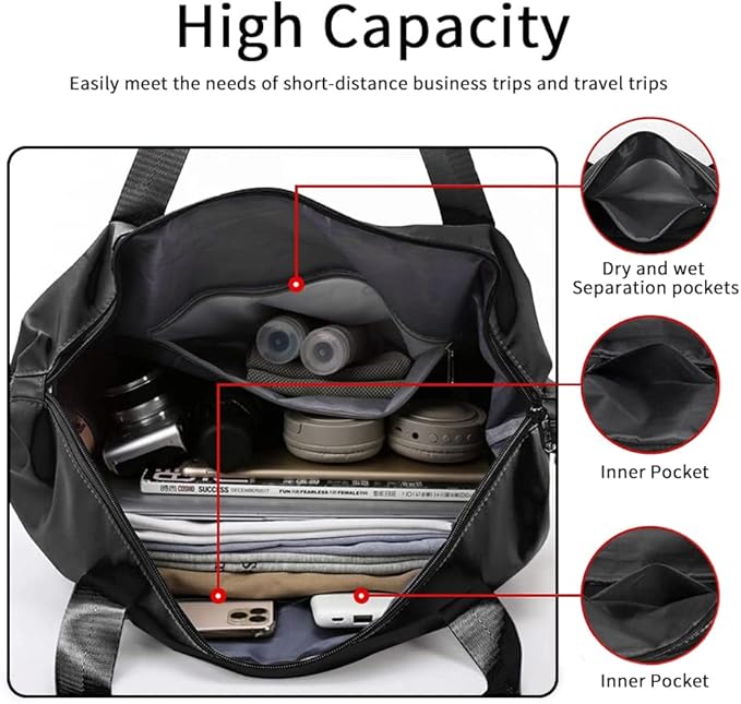 Large Capacity Foldable Travel Bag Expandable Portable Carry on Bag Dry&Wet - Image 4