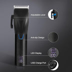 Professional Hair Clippers Trimmer Kit,Cordless Hair Clippers for Men,Barber Fading Clipper and Zero Gap T-Blade Trimmer Set with LED Display for Mens Gifts (Black)