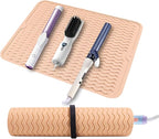 Oversize Silicone Heat Resistant Mat, Heat Mat with for Curling Iron, Travel Cover Cushion for Curling Irons, Hair Bands and Styling Tools(15.7" X 11.8") (Pink)