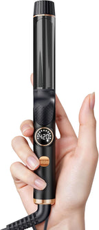 1 Inch Mini Travel Curling Iron, 100-240V Travel Dual Voltage Curling Iron for Short Hair with 5 Heat Settings, Small Curling Wand with Temperature Memories and Lock, Rose Gold