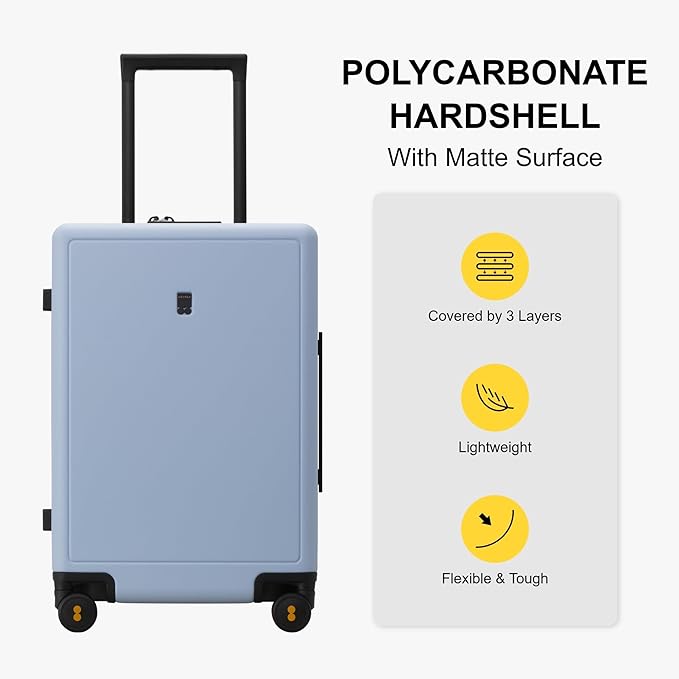LEVEL8 Elegance Checked Luggage, 24 Inch Hardside Suitcase, Lightweight Matte - Image 4