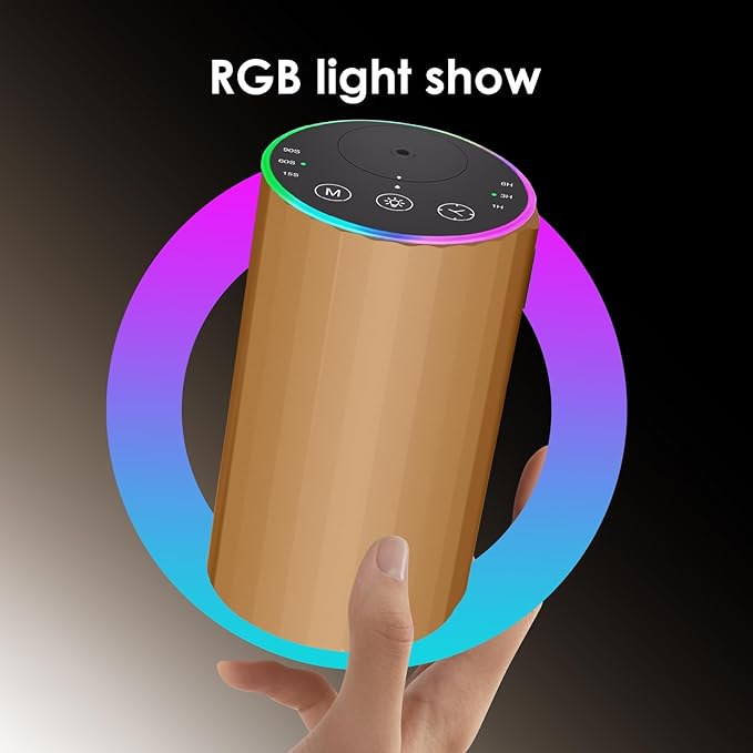 Waterless Essential Oil Diffuser, Battery Powered Mini Scent Air Machine, Aromatherapy Mist Diffuser for Home Room Car Office (Gold)