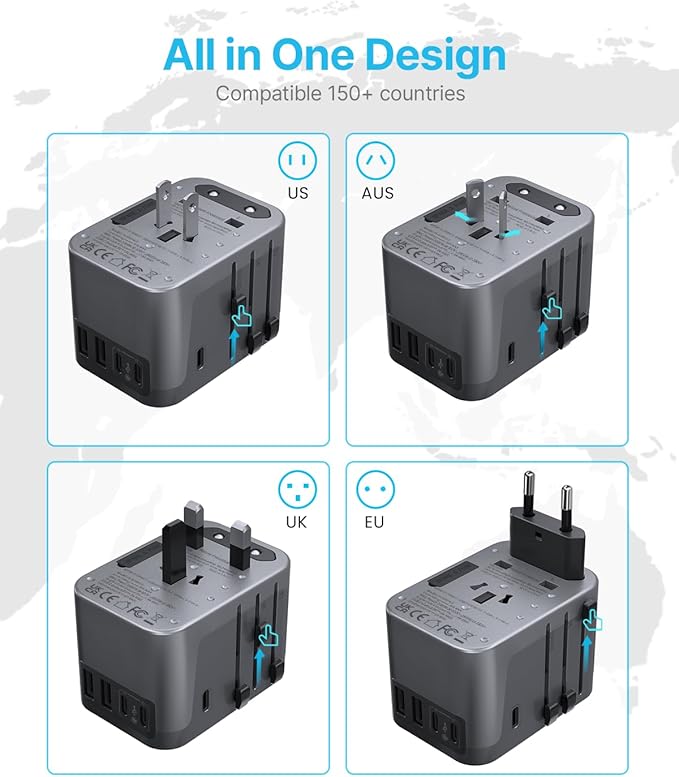 Universal Travel Adapter, VINTAR International Power Adapter - Image 2