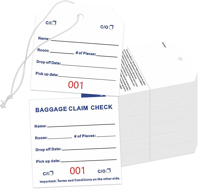 1000 Baggage Claim Check Tags by TQQBUU