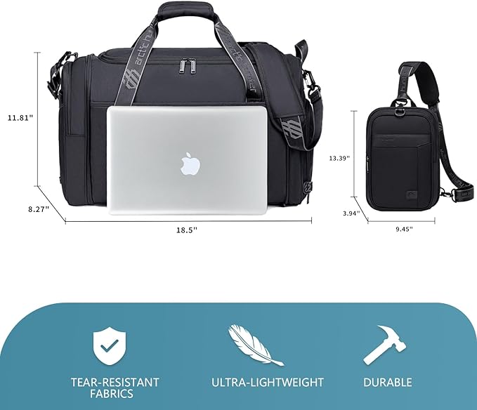 Gym Bags for Men Women, 42L Large Travel Duffle Bag, Carry On Bag for Airplanes - Image 2